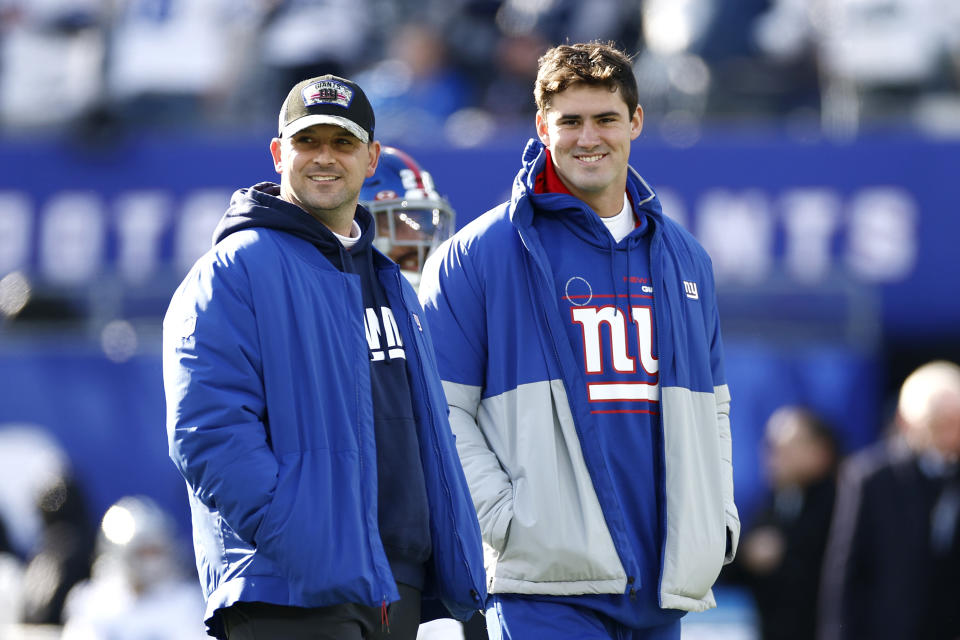 Daniel Jones and Joe Judge are reportedly expected to be back with the Giants in 2022. (Photo by Sarah Stier/Getty Images)