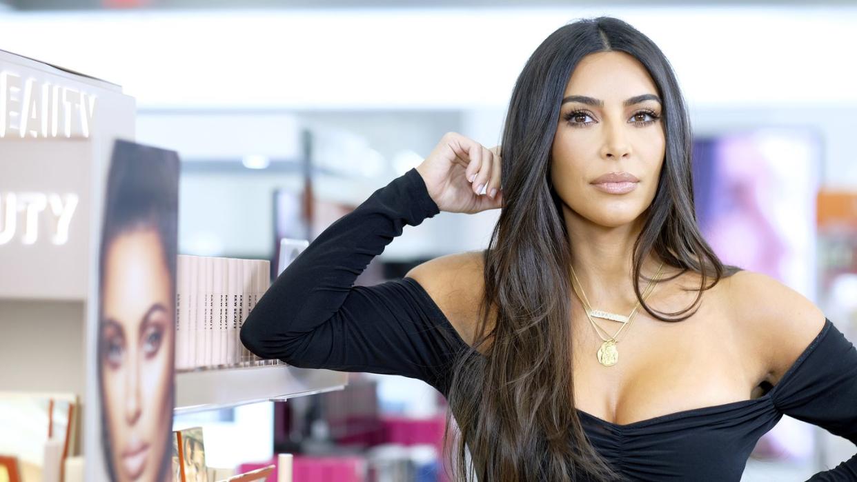 new york, new york october 24 kim kardashian attends kkw beauty launch at ulta beauty on october 24, 2019 in new york city photo by dimitrios kambourisgetty images for ulta beauty kkw beauty