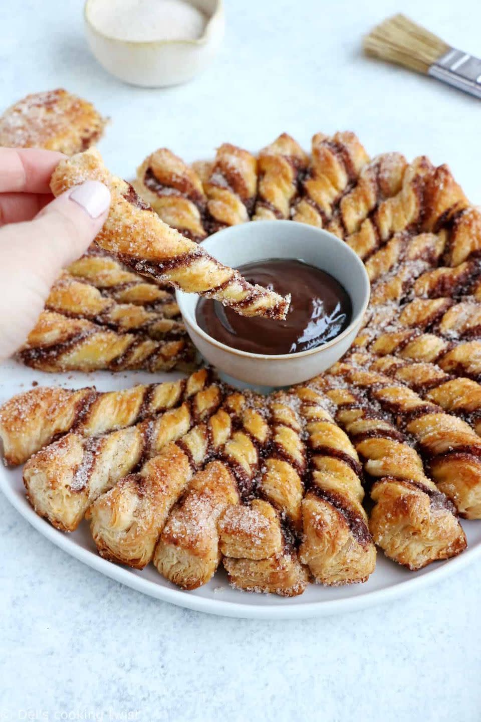 23) Churro Cinnamon Tart Soleil with Chocolate Dipping Sauce