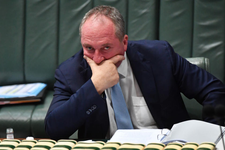 Deputy Prime Minister Barnaby Joyce during Question Time in the House of Representatives at Parliament House in Canberra, Australia.