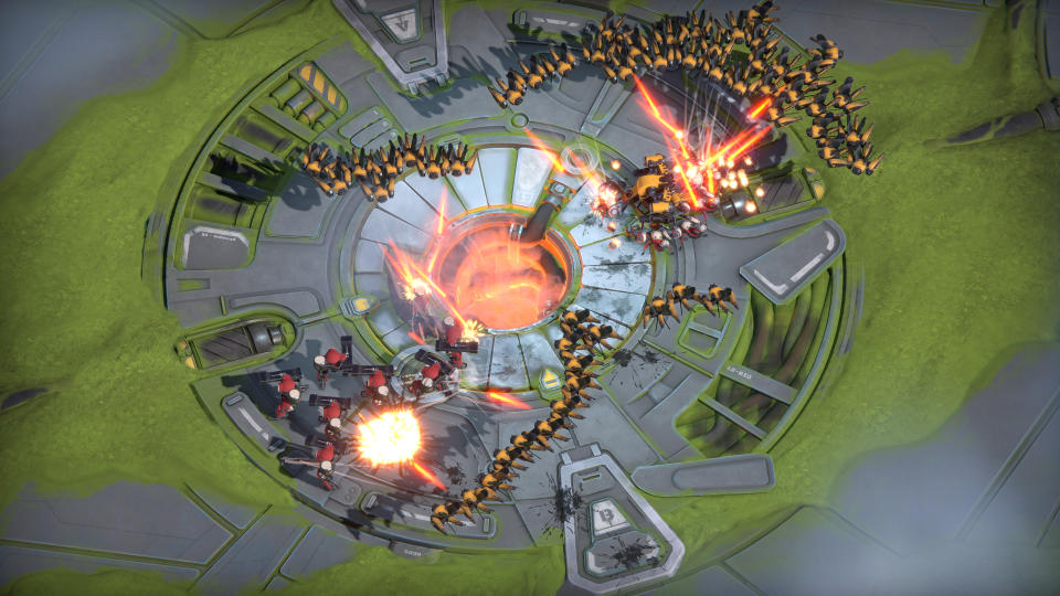 A swarm of flying drones descends in Battle Aces.