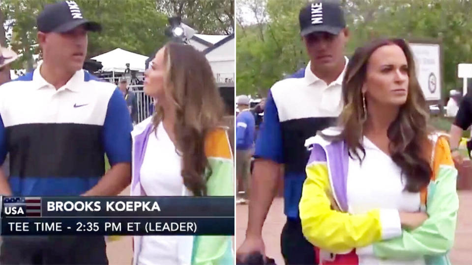 Brooks Koepka didn't have time for a kiss. Image: PGA