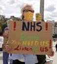 LONDON, UNITED KINGDOM- SEPTEMBER 12: NHS workers attend the 'March for Pay' Demonstration in London, United Kingdom on September 12, 2020. (Photo by Hasan Esen/Anadolu Agency via Getty Images)