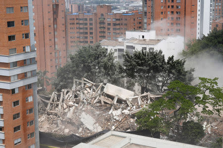 The remains of the Monaco building and former home of the late drug lord Pablo Escobar are seen after its demolition, in Medellin, Colombia February 22, 2019. REUTERS/David Estrada Larraneta