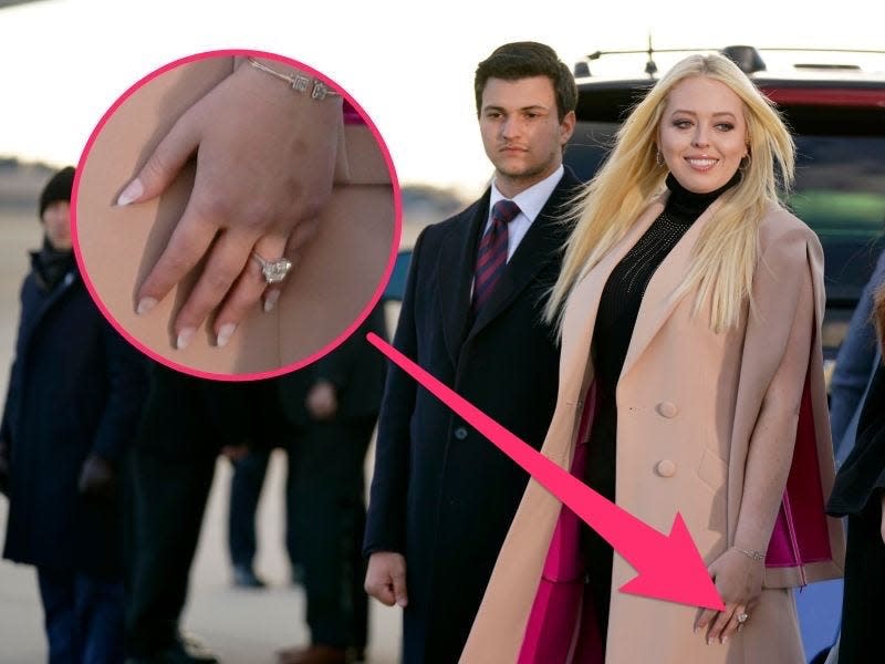 A close-up Skitch of Tiffany Trump's engagement ring.