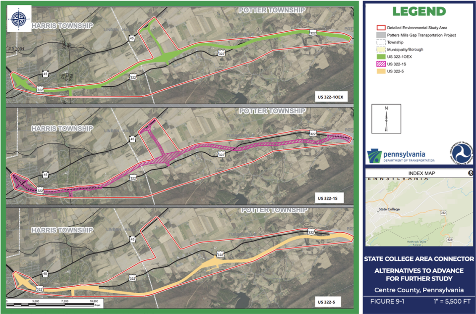 The corridors that were identified in the final report do not differ from those that were identified in the draft report, and include US 322-1S, US 322-10EX and US 322-5.