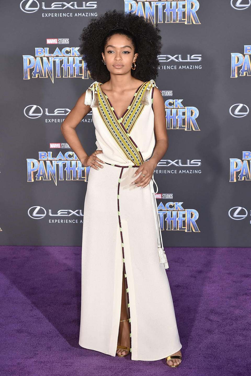 HOLLYWOOD, CA - JANUARY 29:  Yara Shahidi attends the Premiere Of Disney And Marvel's 'Black Panther' - Arrivals on January 29, 2018 in Hollywood, California.  (Photo by David Crotty/Patrick McMullan via Getty Images)