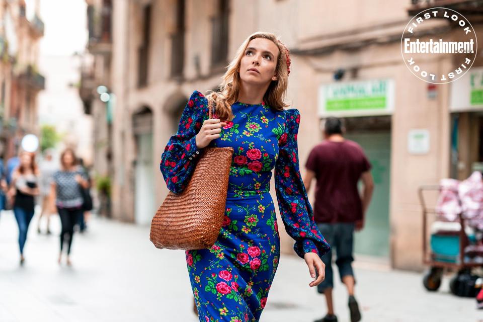 Villanelle has begun a new life in Barcelona, but not surpisingly, “there's a lot of chaos," sums up Comer. The actress was thrilled that the season capitalizes on the European hot spot. (For Villanelle, at least. Eve's location remains a mystery.) "We get off to a really vibrant start," says Comer. "Sam Perry — who came on as costume designer — is fantastic and has really seen this playground for what it was and has just run with it in regards to Villanelle's costumes this season." Keeping scrolling and you'll taste the rainbow... 