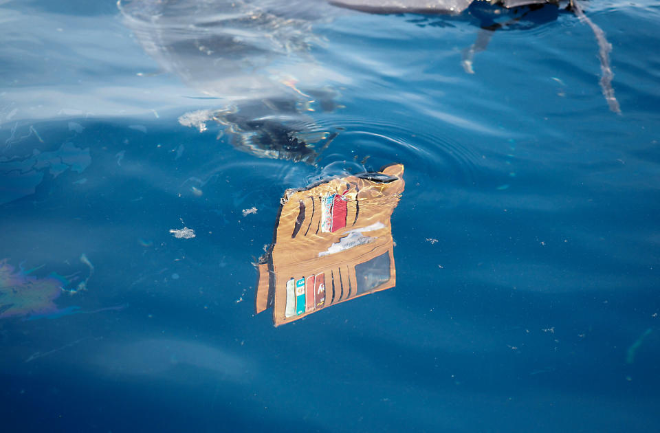 A wallet belonging to a passenger of the ill-fated Lion Air flight JT610 floats at sea in the waters north of Karawang, West Java province on 29 October, 2018. (PHOTO: AFP)