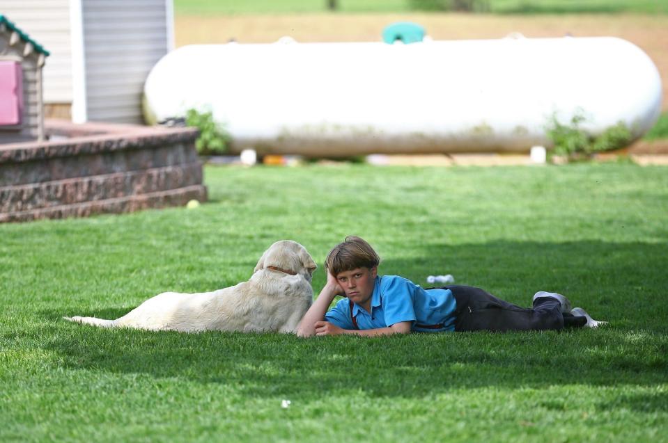 An Amish boy is seen in Central Pennsylvania, United States on April 30, 2017.