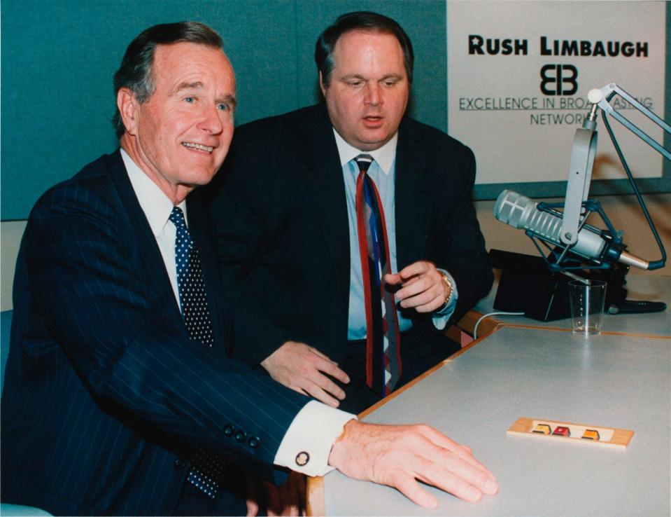 George HW Bush was the first guest to appear on Limbaugh's show, which had generally been a one-man operation - Gary Cameron