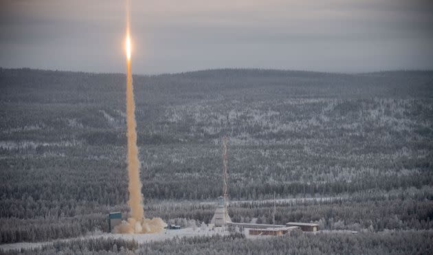 The launch of the SubOrbital Express 3 rocket from the Esrange Space Centre in Jukkasj&#xe4;rvi, northern Sweden.