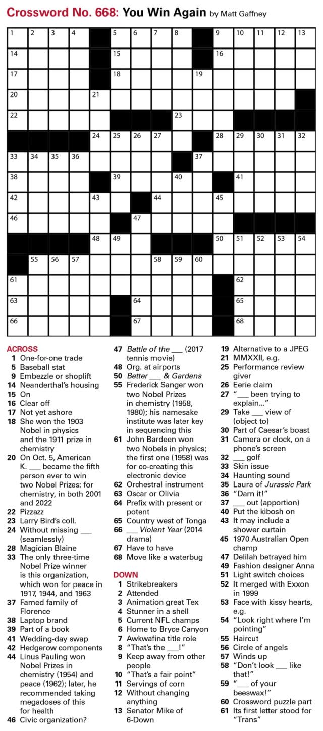 Crossword, Oct. 13, Puzzles