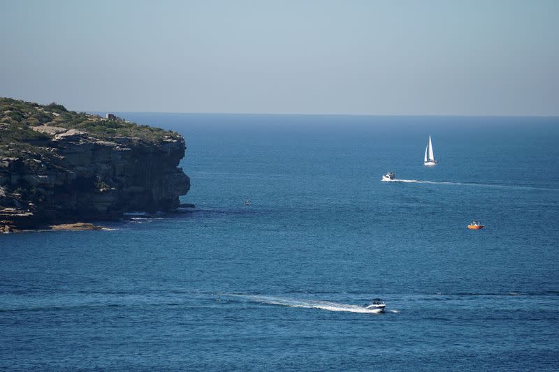 Boats are seen at North Head at Sydney Harbour