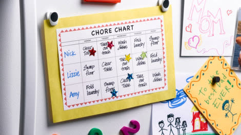 A chore chart keeps things organized.