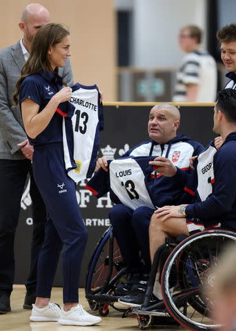<p>Chris Jackson/Getty Images</p> Kate Middleton at Rugby League Inclusivity Day at Allam Sports Centre on Oct. 5