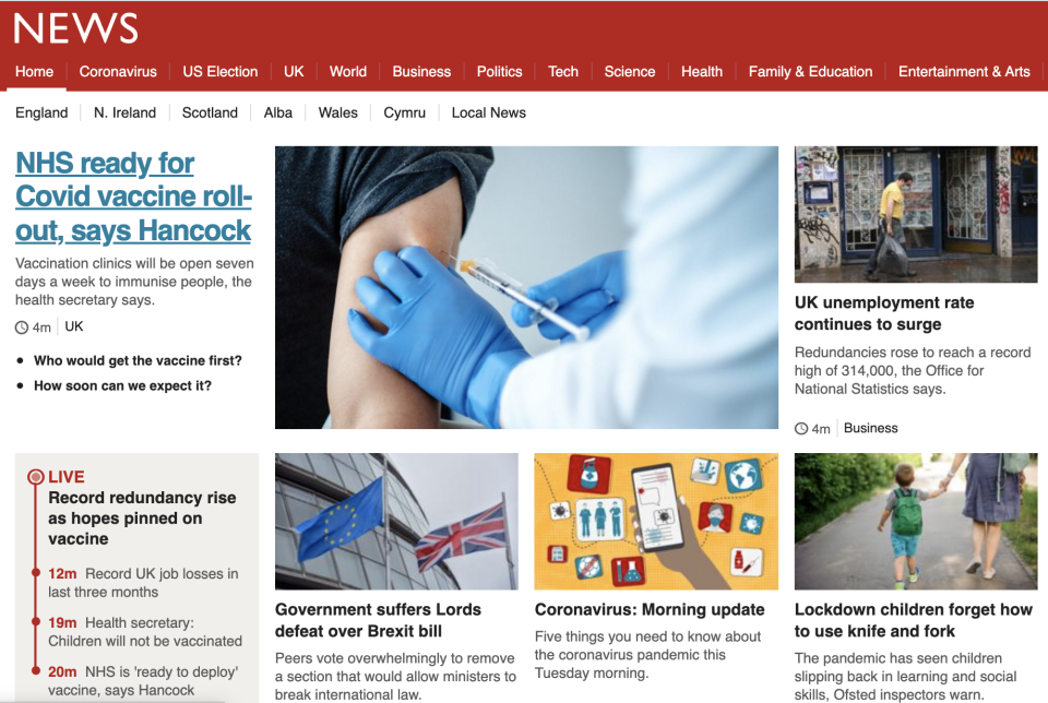 The BBC News website said health secretary Matt Hancock has asked the NHS to prepare to roll out the vaccine.