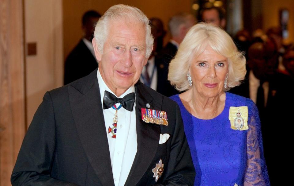 The Prince of Wales and the Duchess of Cornwall arrive for the Commonwealth Heads of Government Dinner at the Marriott Hotel in Kigali, Rwanda - Jonathan Brady/PA Wire