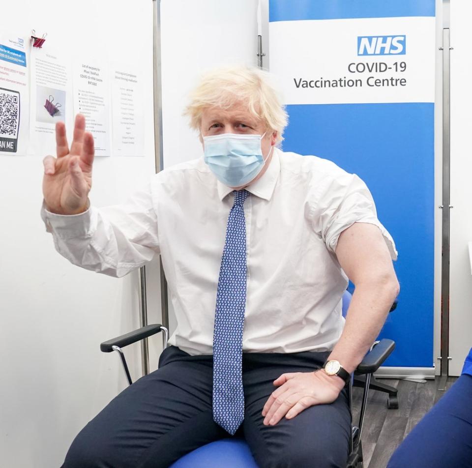 Prime Minister Boris Johnson at St Thomas Hospital in London, as the Government accelerates the Covid booster programme to help slow down the spread of the new Omicron variant. Picture date: Thursday December 2, 2021. (PA Wire)