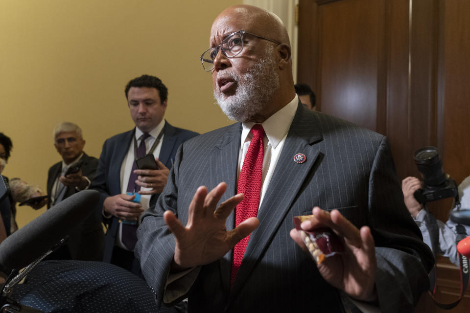 Chairman of the House select committee investigating the Jan. 6, 2021, attack on the Capitol, Rep. Bennie Thompson, D-Miss., talks with the media after a hearing of the committee, Thursday, June 16, 2022, on Capitol Hill in Washington. (AP Photo/Jacquelyn Martin)