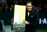 Tennis - ATP 500 - Rotterdam Open - Quarterfinal - Ahoy, Rotterdam, Netherlands - February 16, 2018 Roger Federer of Switzerland celebrates after defeating Robin Haase of the Netherlands. REUTERS/Michael Kooren