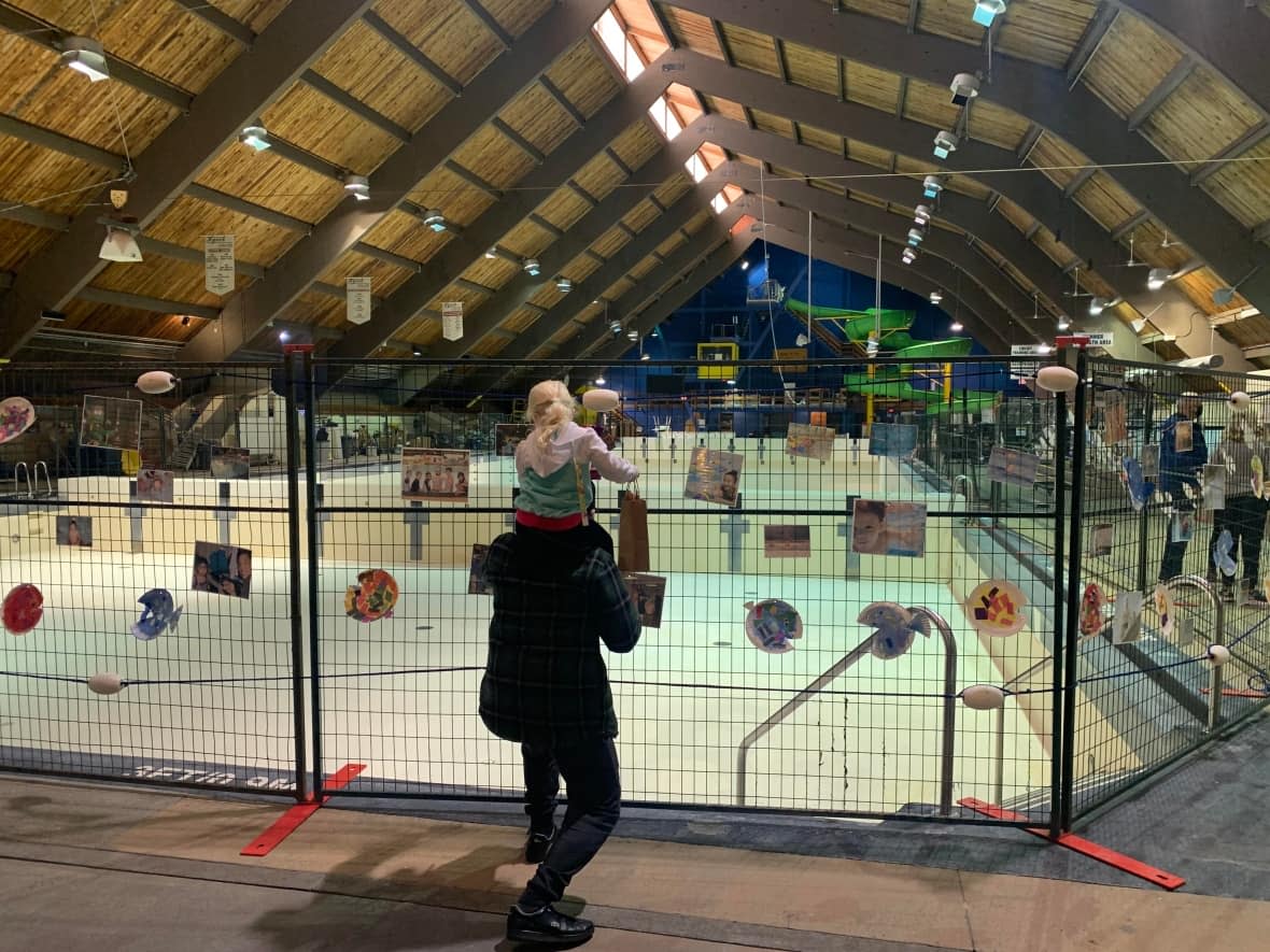 The public was invited for a final tour of the nearly-50-year-old Canada Games Pool in New Westminster on Feb. 12, before its demolition.  (Isabelle Raghem/CBC - image credit)