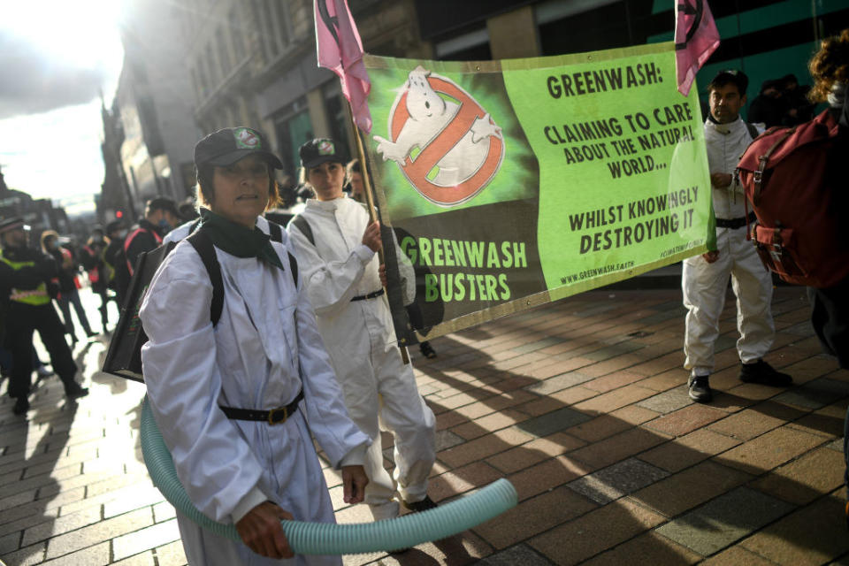 Protesters in their costumes