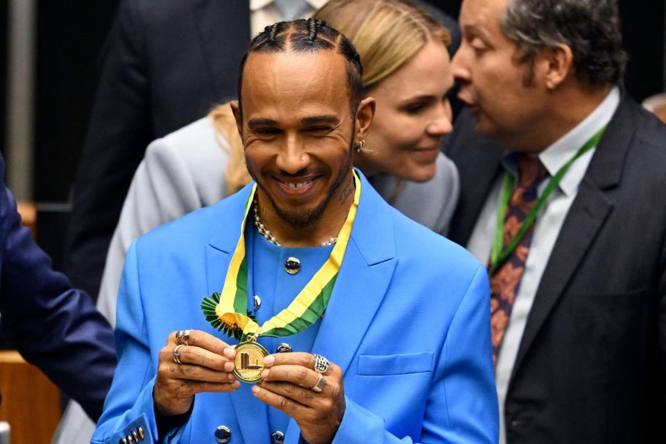 Lewis Hamilton est devenu citoyen honoraire du Brésil lundi (AFP/Getty)