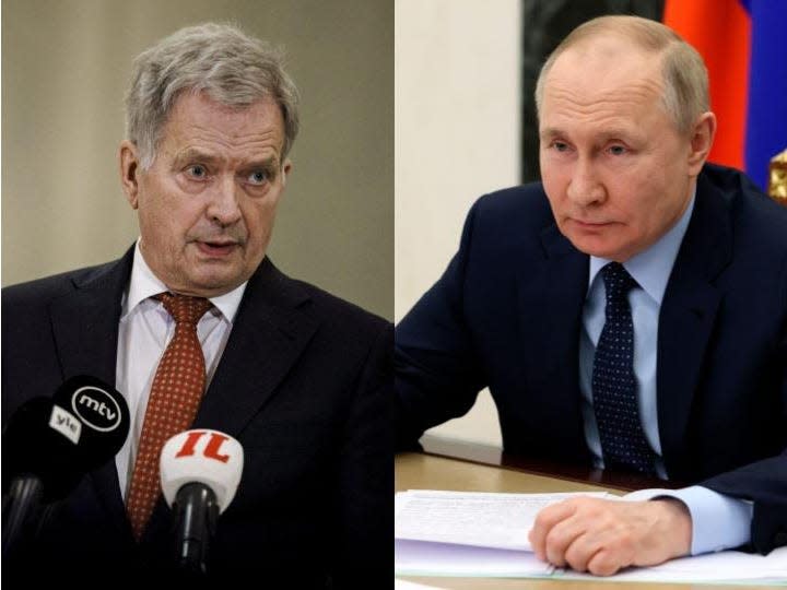 Sauli Niinisto and Vladimir Putin.