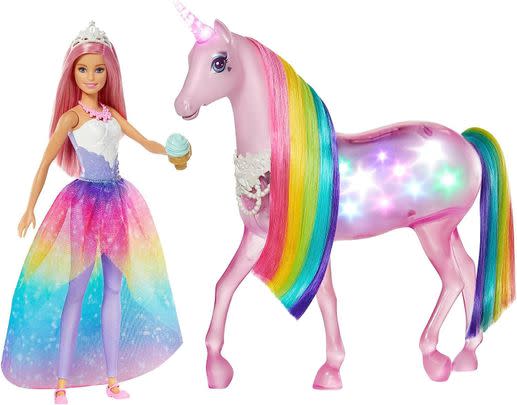 This Barbie and magical light-up Unicorn set has a whopping £55 off.