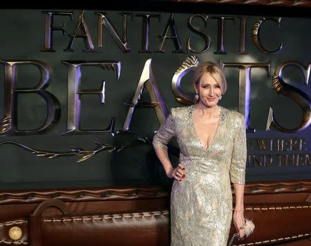 Writer J.K. Rowling poses as she arrives for the European premiere of the film "Fantastic Beasts and Where to Find Them" at Cineworld Imax, Leicester Square in London, Britain November 15, 2016. REUTERS/Neil Hall