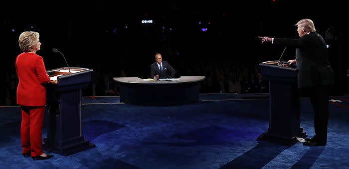 The candidates face off in the 90 minute debate. Photo: EPA