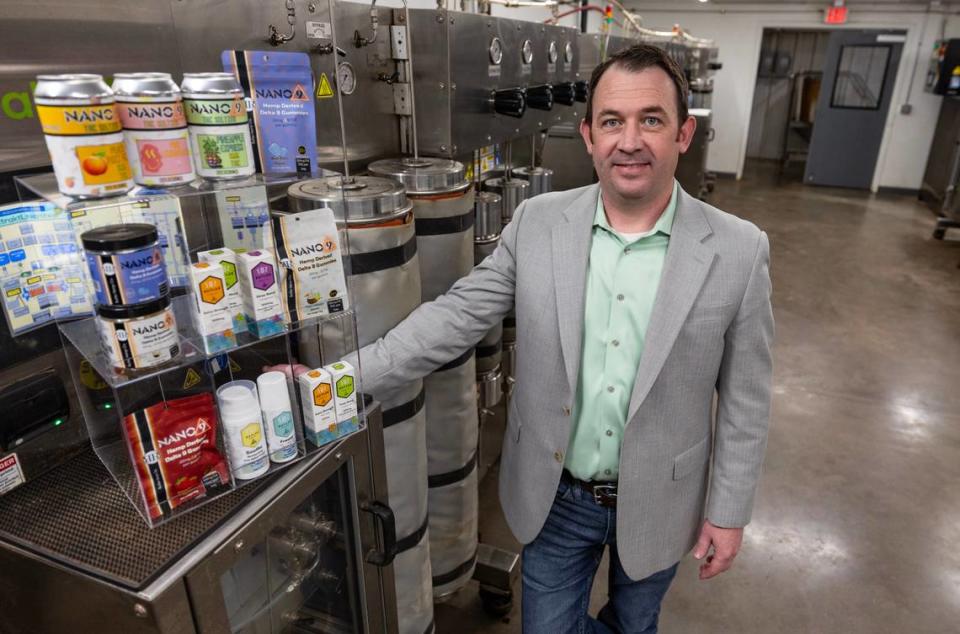 Heath Martin of Kancanna and Butler Hemp Co. said with his two companies, “We are the only business that can take this from raw flower that a grower delivers to extraction to product formulation and bottling.” Travis Heying/The Wichita Eagle