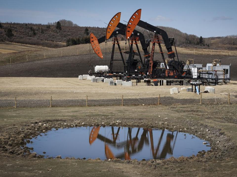  Pumpjacks draw out oil and gas from wellheads near Calgary.