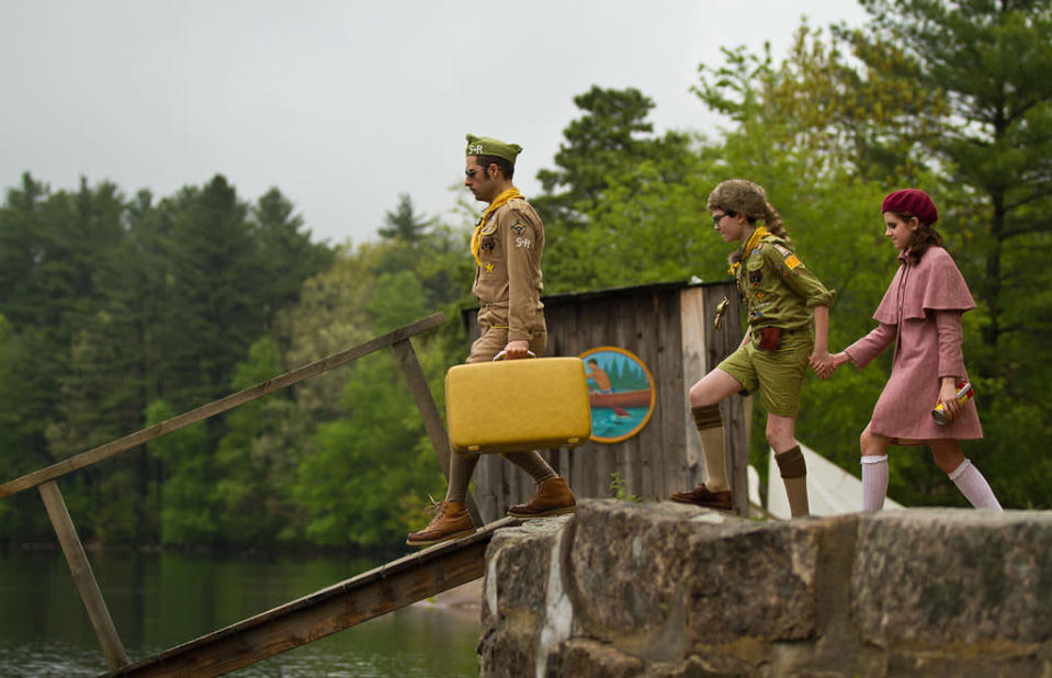 Jason Schwartzman, Jared Gilman and Kara Hayward in Focus Features' "Moonrise Kingdom" - 2012