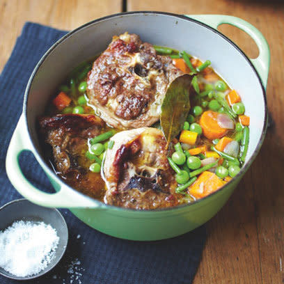 Navarin in casserole dish