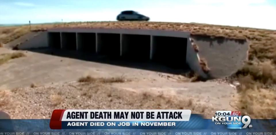 The agent was found unconscious at the bottom of this culvert. His partner said that they "ran into a culvert" (Photo: KGUN)