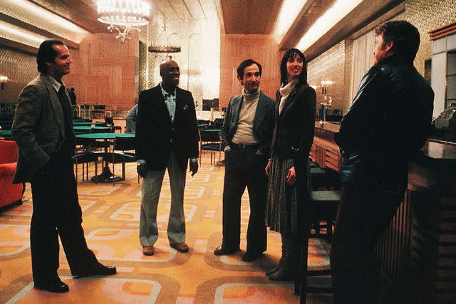 <p>Warner Bros/Hawk Films/Kobal/Shutterstock </p> (From left:) Jack Nicholson, Scatman Crothers and Shelley Duvall filming 'The Shining'