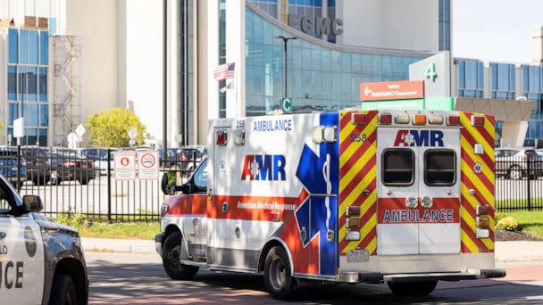 PHOTO: An ambulance is seen outside the Erie County Medical Center (ECMC) Hospital in Buffalo, New York, Sept. 28, 2021. (Lindsay Dedario/Reuters)