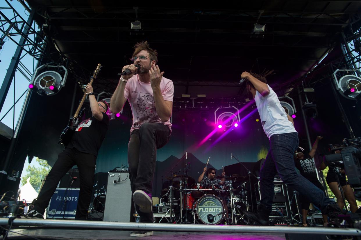 The Flobots play the Mountain Avenue stage during the second day of Bohemian Nights at NewWestFest on Aug. 11, 2018, in Old Town Fort Collins.