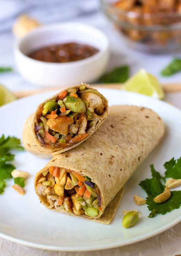 Asian Chicken Wraps with Thai Peanut Sauce