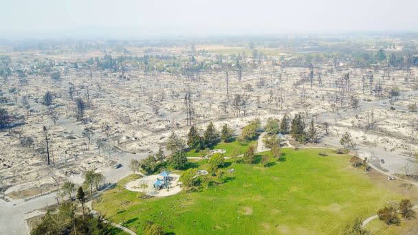 PHOTO: Damage caused by wildfires in Santa Rosa, Calif., Oct. 11, 2017. (DroneBase/Reuters)