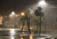 <p>The eye of Hurricane Nate pushes ashore at a category 1 storm in Biloxi, Mississippi October 7, 2017. (Photo: Mark Wallheiser/Getty Images) </p>