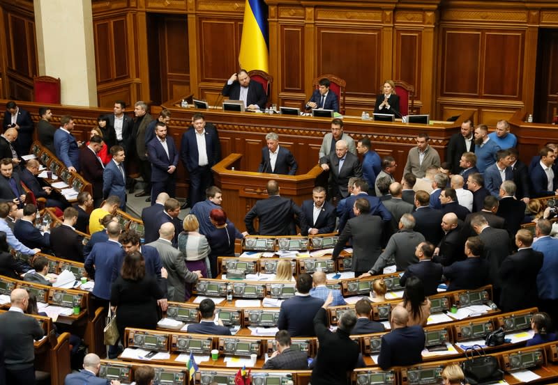 Yuriy Boyko, leader of Opposition Platform-For life, speaks during a discussion to remove a ban on the sale of farmland, at the parliament building in Kiev