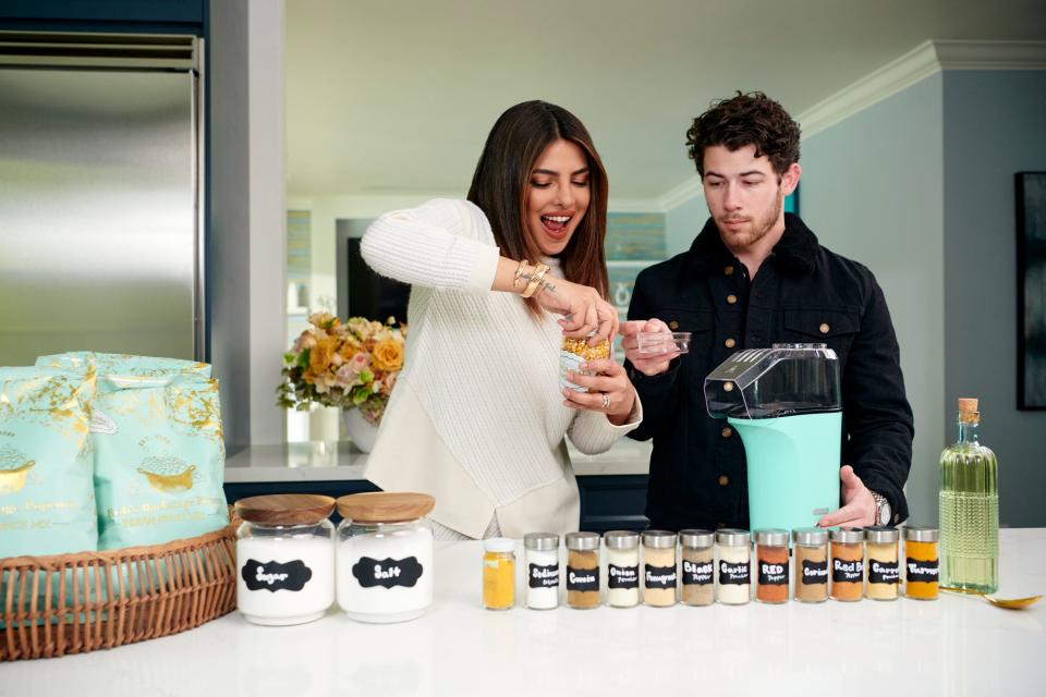 Priyanka Chopra Jonas and Nick Jonas for Rob's Backstage Popcorn.