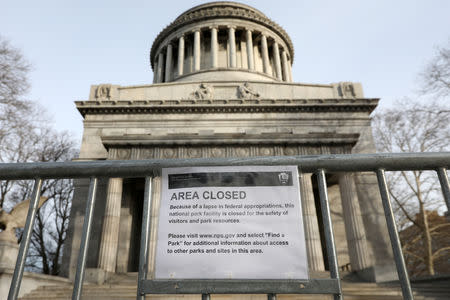 A closed sign is seen on a fence at the General Grant National Memorial, for former U.S. President Ulysses S. Grant, as the partial U.S. government shutdown continues, in Manhattan, New York City, New York, U.S., January 7, 2019. REUTERS/Mike Segar