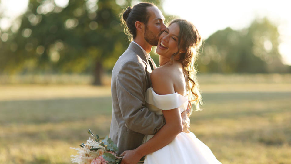 Happy couple on their wedding day.