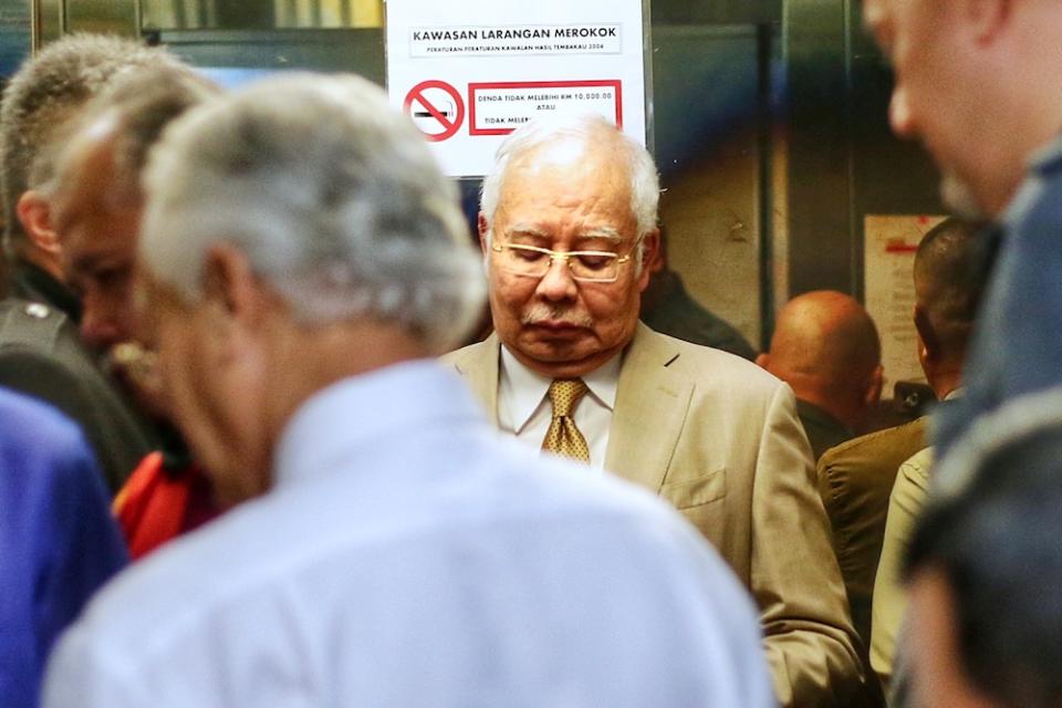 Datuk Seri Najib Razak is pictured at the Kuala Lumpur High Court November 18, 2019. — Picture by Ahmad Zamzahuri