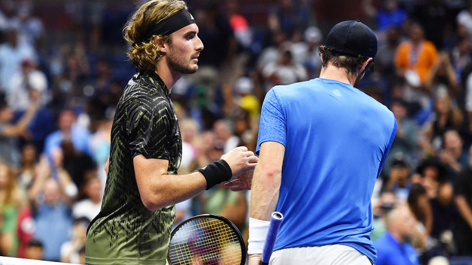 Andy Murray and Stefanos Tsitsipas, pictured here after their heated clash at the US Open.