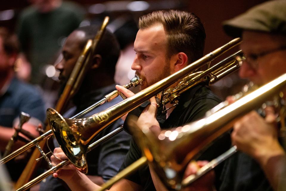 The Tallahassee Symphony Orchestra rehearses in Ruby Diamond Auditorium on Tuesday, March 21, 2023.